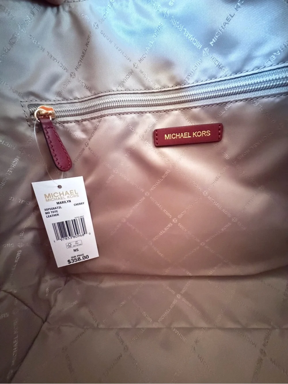 Michael Kors Marilyn MD Tote Shoulder Bag Cherry